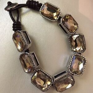 Sweet Lola faceted crystals on leather cord boho festival bracelet